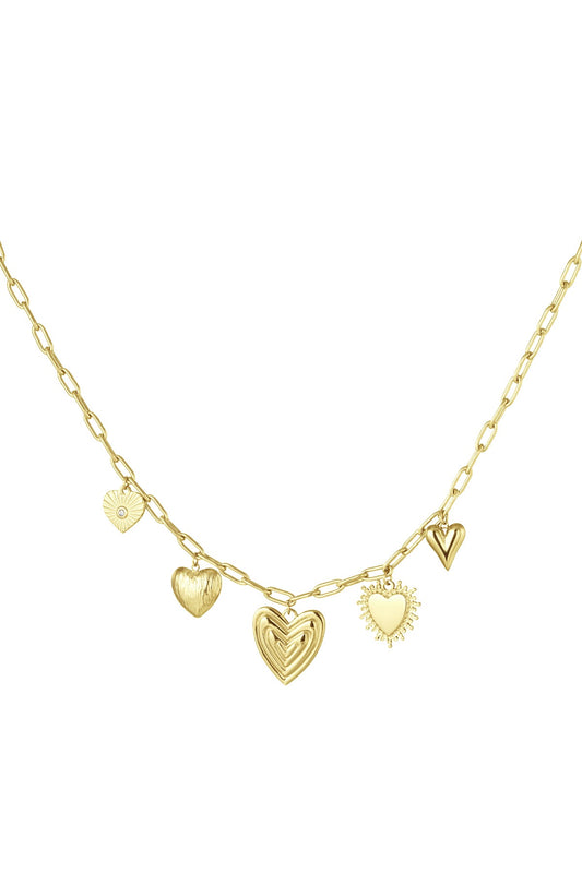Bedelketting hearts for the win - goud