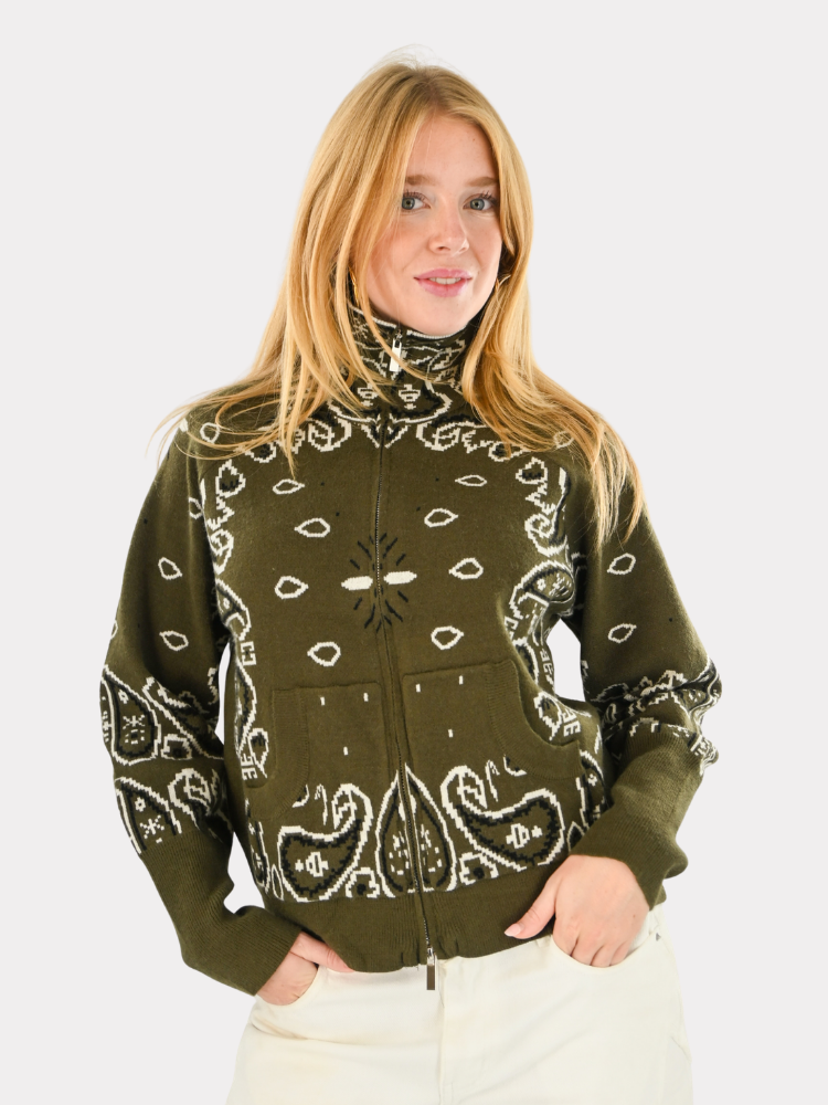 Aspen bandana zipper knit - groen