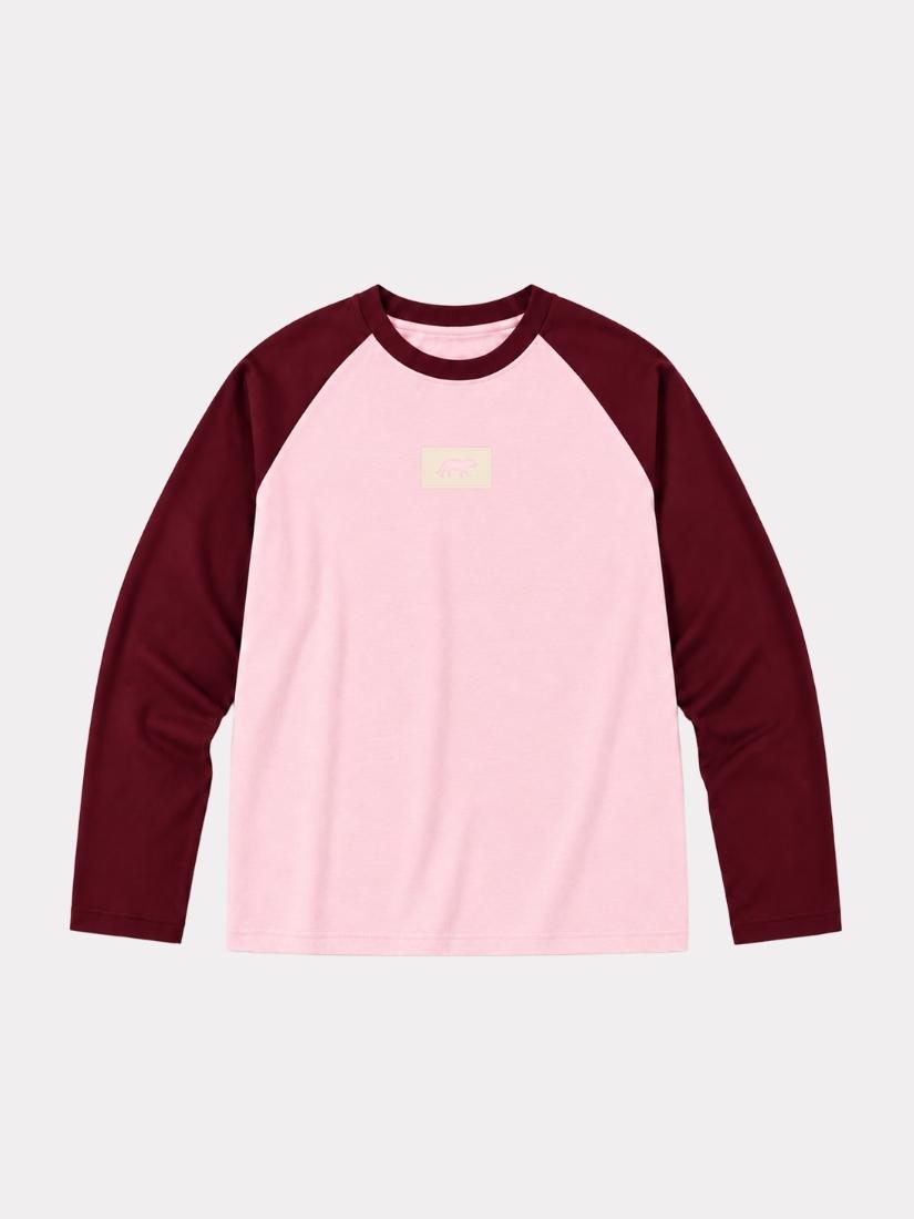 T-shirt de baseball à manches longues Tiger - bordeaux/rose