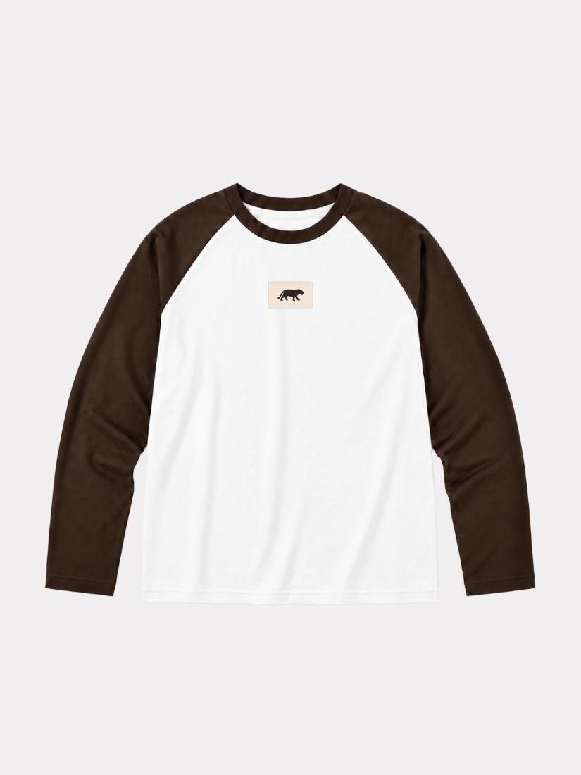 Tiger tee-shirt de baseball à manches longues - marron/blanc