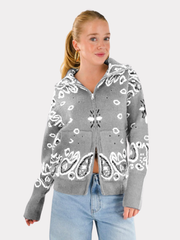 Aspen bandana zipper knit - gray