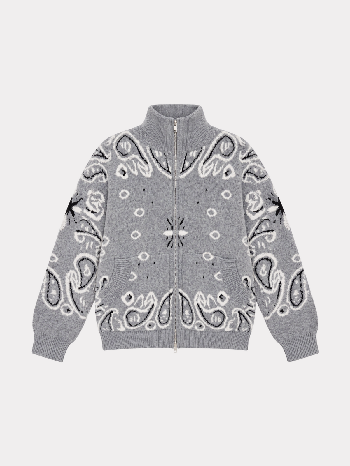 Aspen bandana zipper knit - grijs