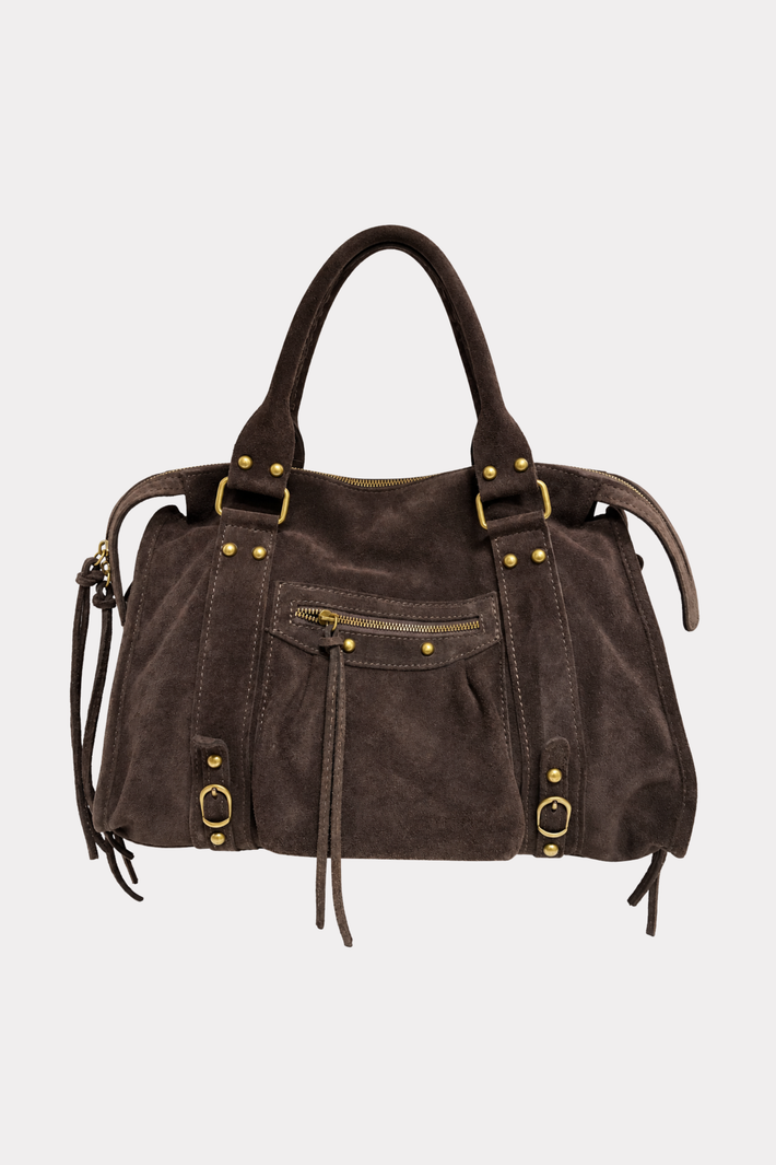 Icon-Tasche aus Wildleder - Dunkelbraun