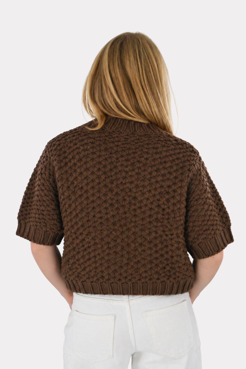 Top en maille couleur brownie