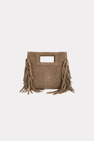 Wildleder-Fransentasche - Taupe