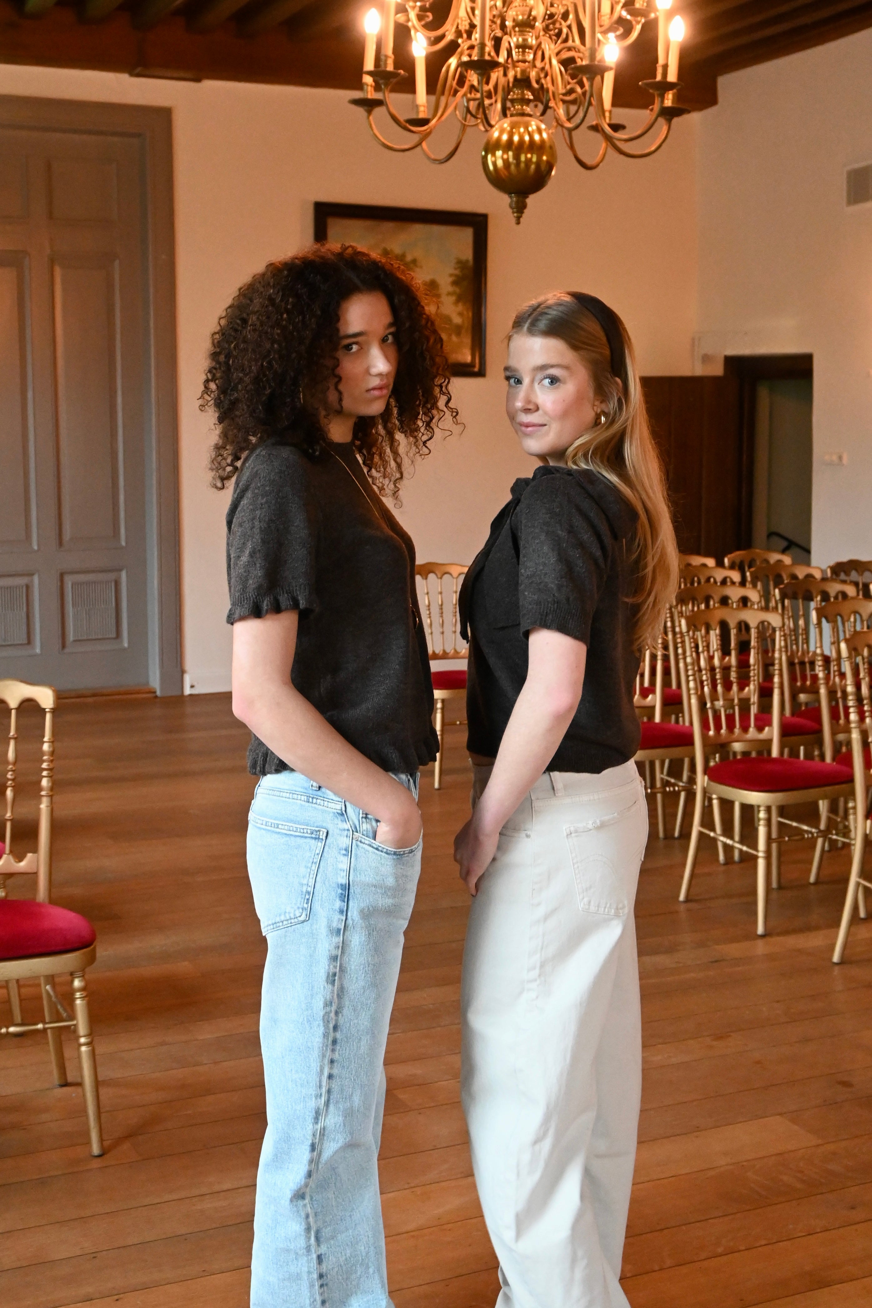 Ruffle knit top - bruin