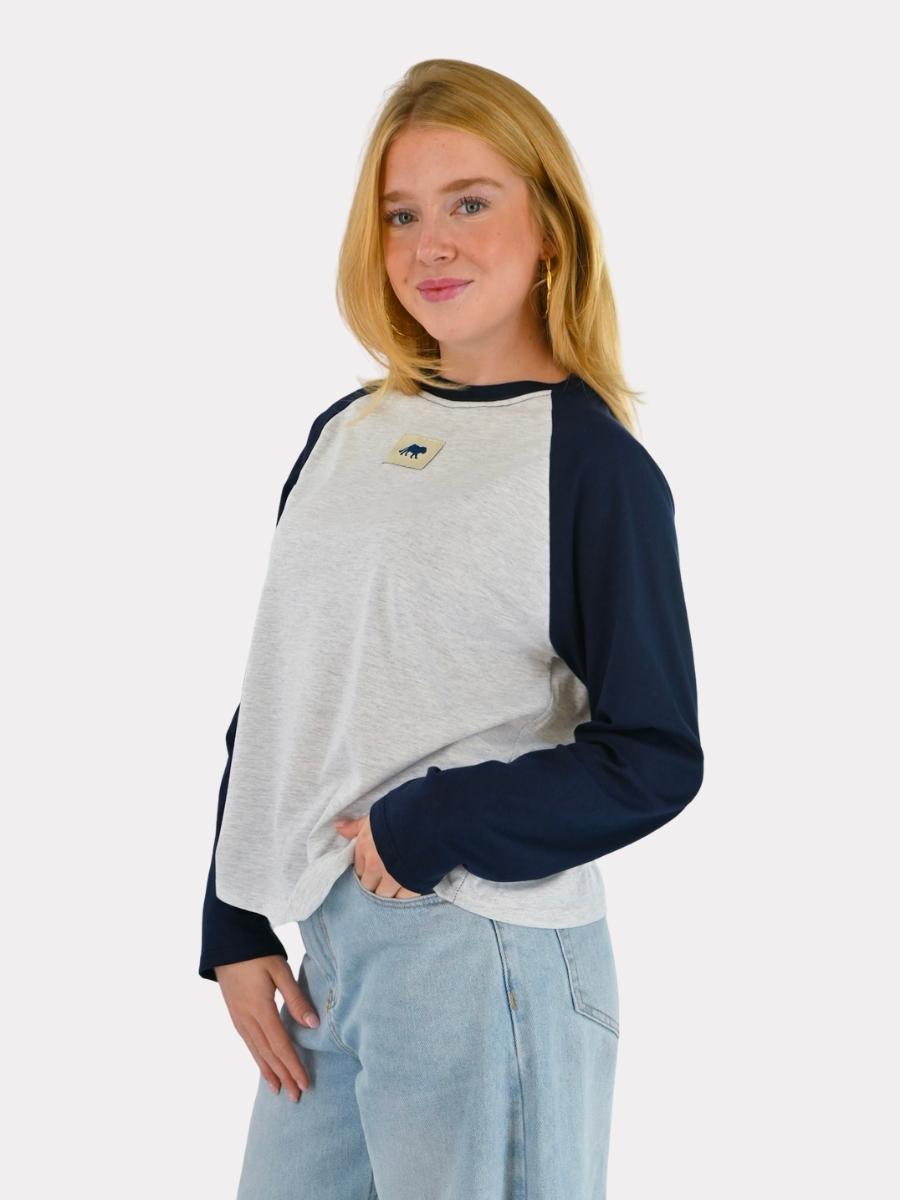 Tiger t-shirt de baseball à manches longues - bleu marine/gris