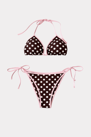 Polka Dot Bikini - Pink/Brown