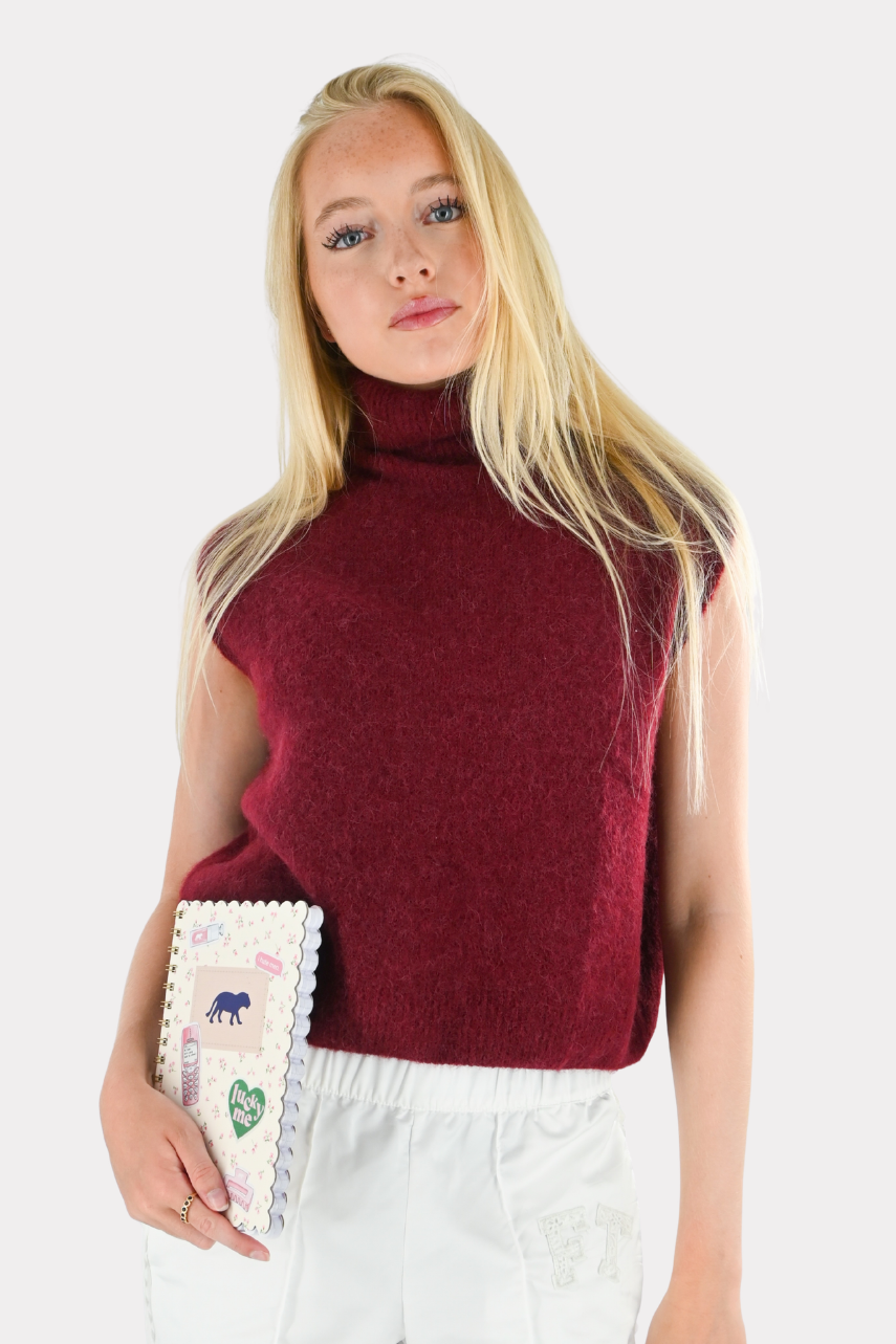 Cozy High-Strick - Bordeauxrot (Vorbestellung)