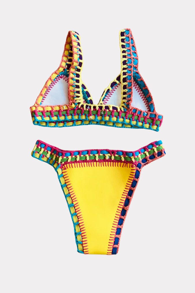 Ibiza bikini geel/wit reversible