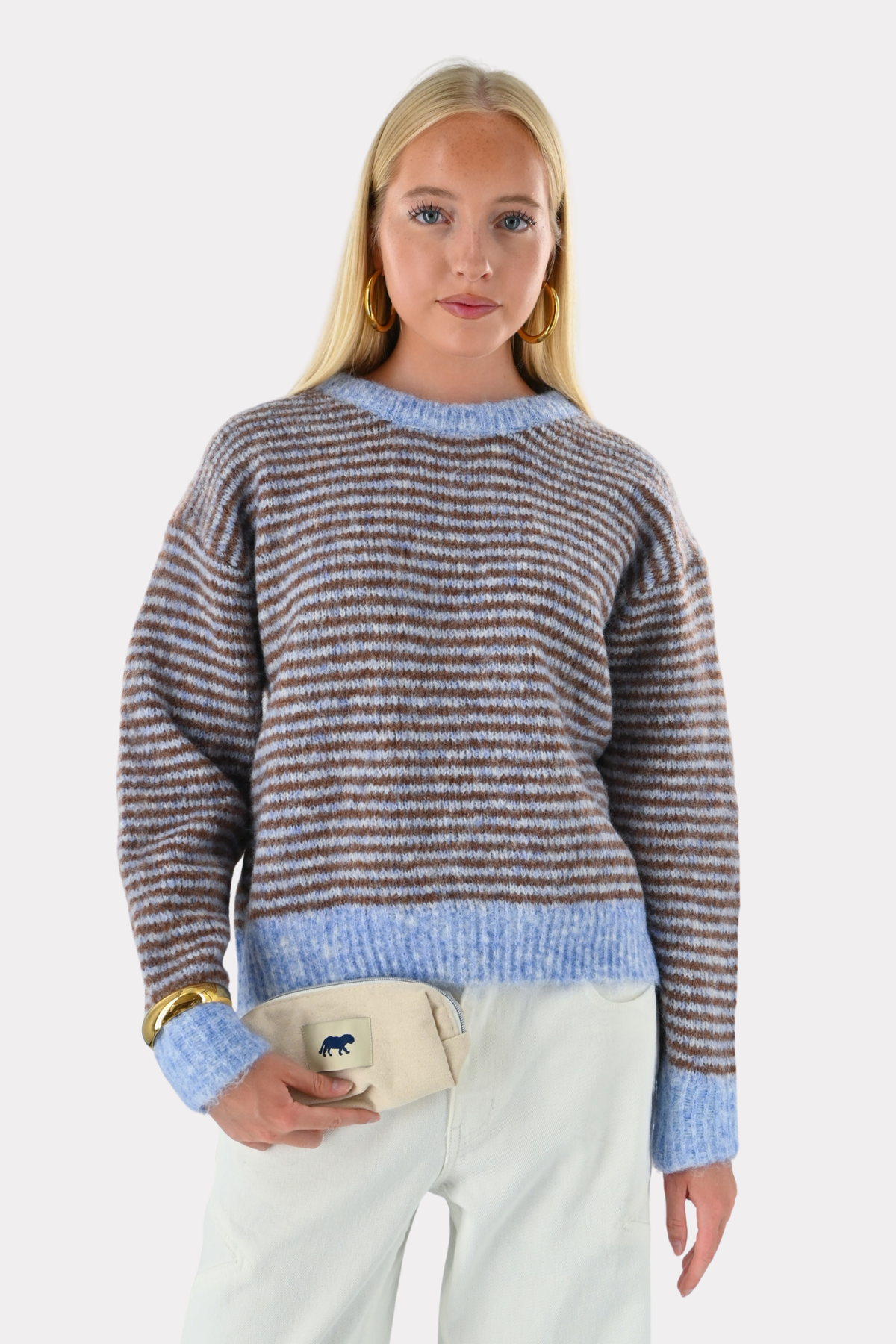 Lara vintage striped knit - blauw/bruin