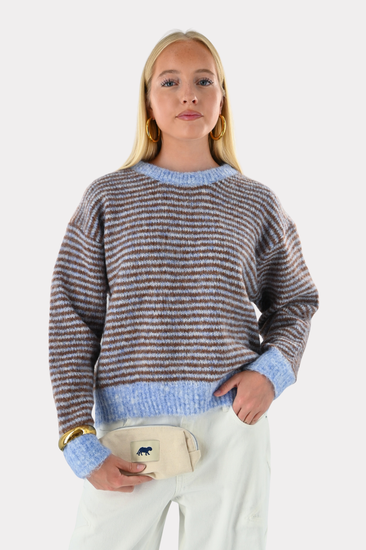 Lara vintage striped knit - blauw/bruin