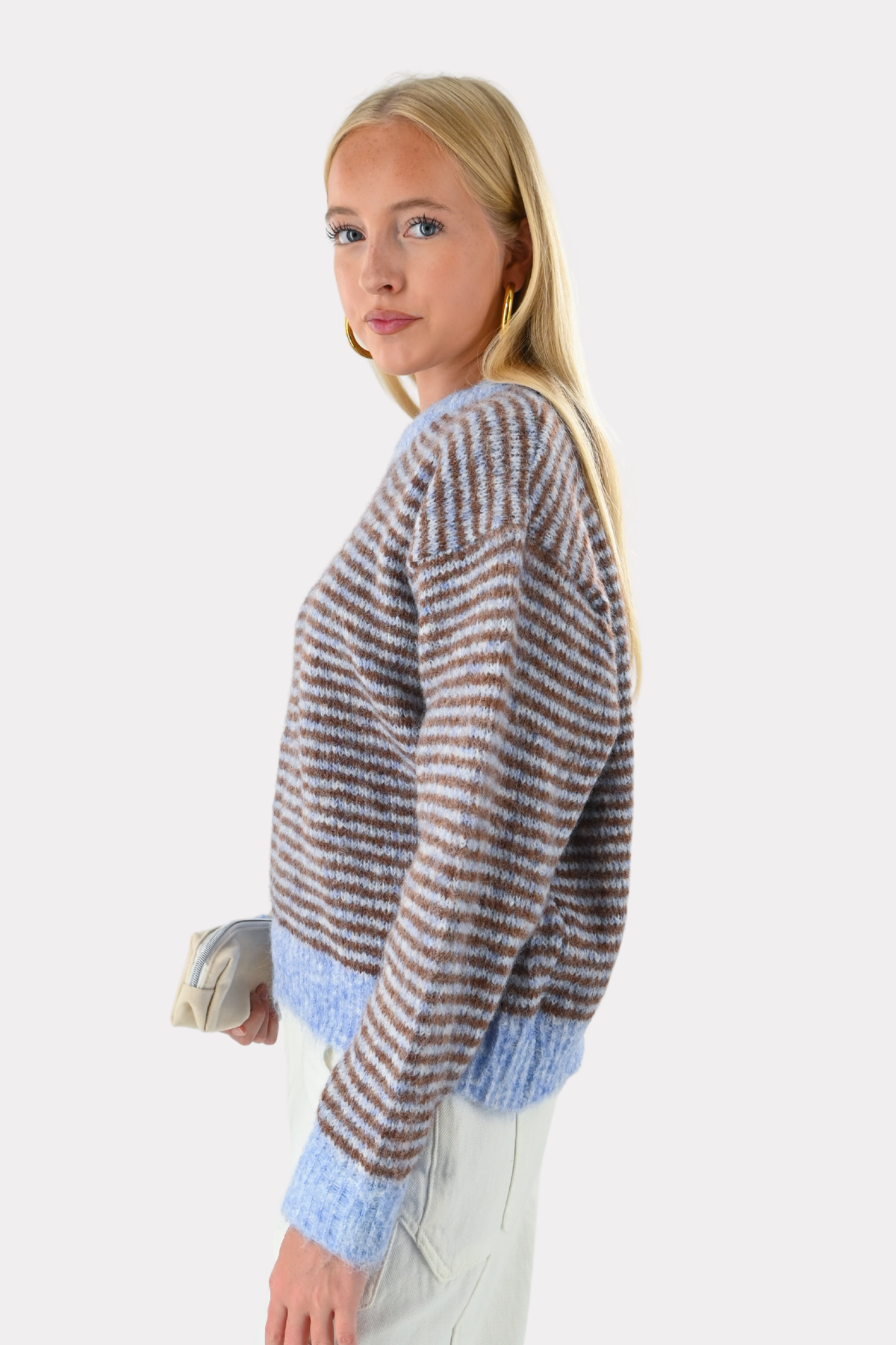 Lara vintage striped knit - blauw/bruin