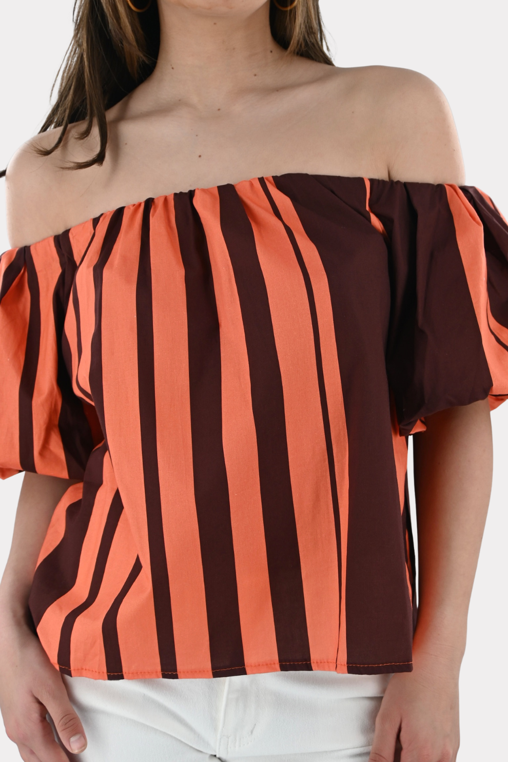Blouse Fiore rayée - marron/orange