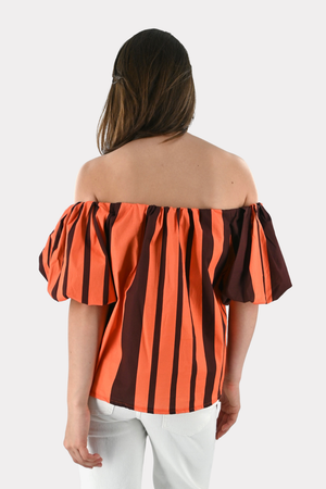 Blouse Fiore rayée - marron/orange