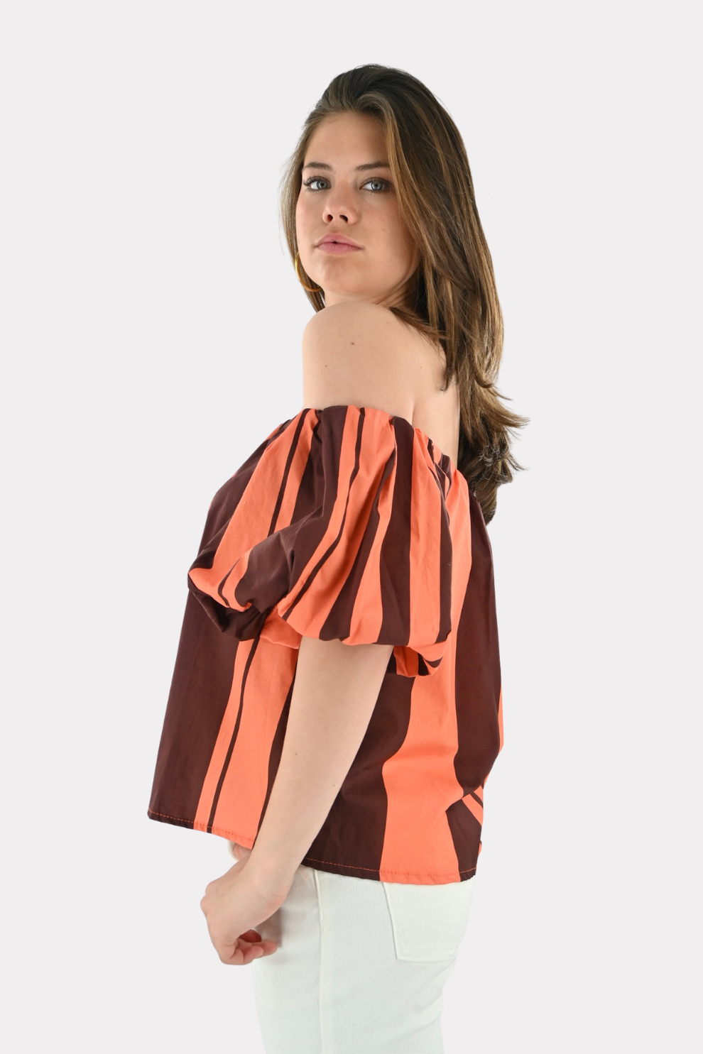 Blouse Fiore rayée - marron/orange