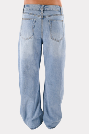 Umgeschlagene Jeans - blau