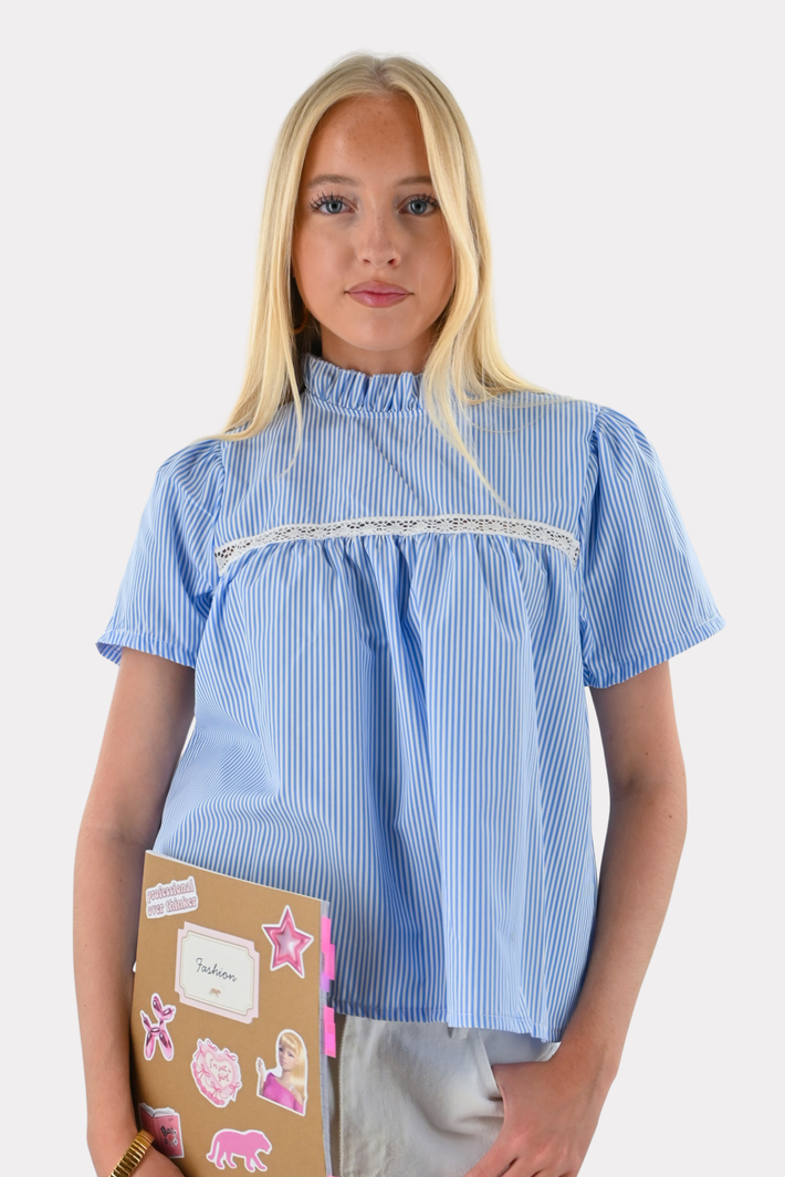 Serena blouse striped - blauw/wit