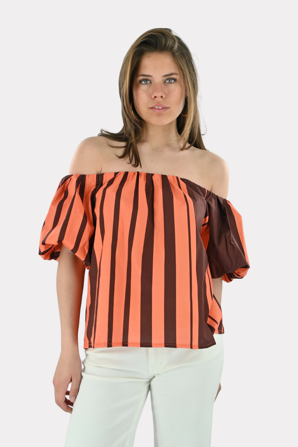 Blouse Fiore rayée - marron/orange