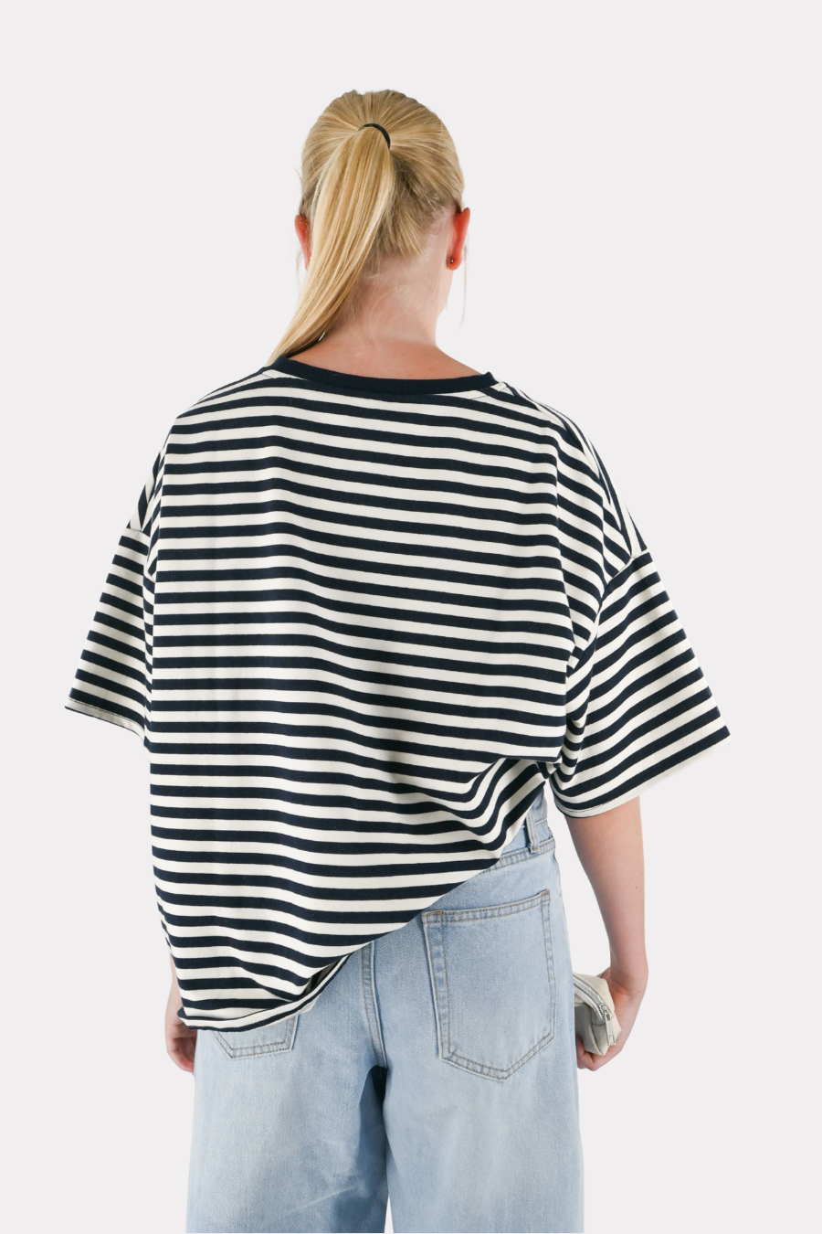 Gestreiftes Tiger-T-Shirt - marineblau/weiß