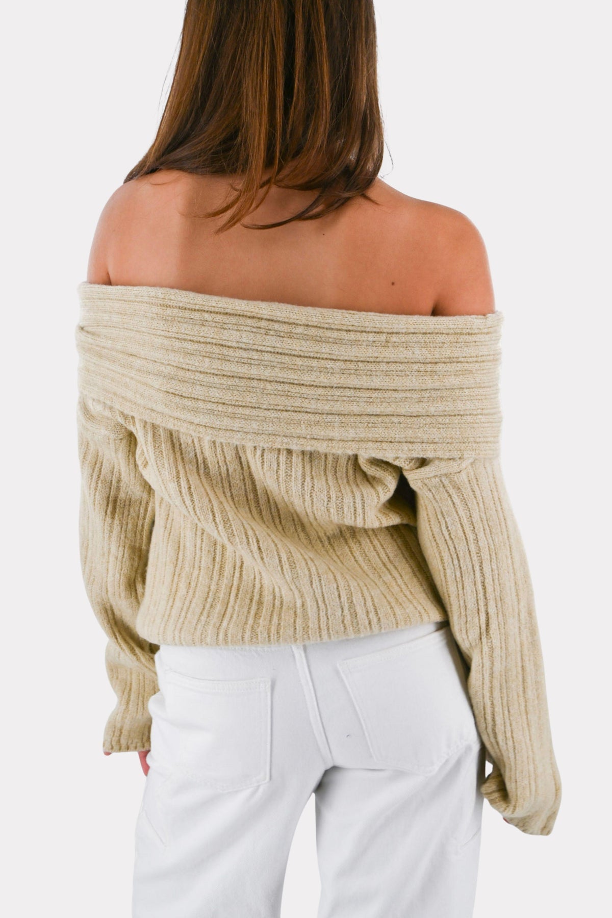 Maxime tricoté épaule dénudée - beige