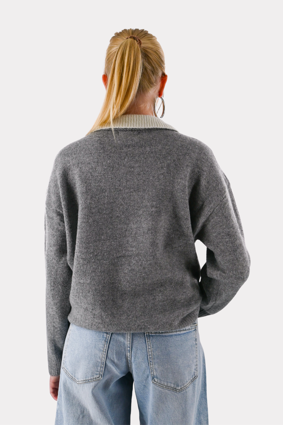 Caroline zipper - grijs/wit