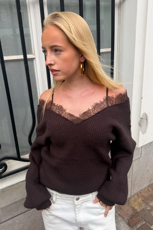 Off the shoulder lace knit - bruin