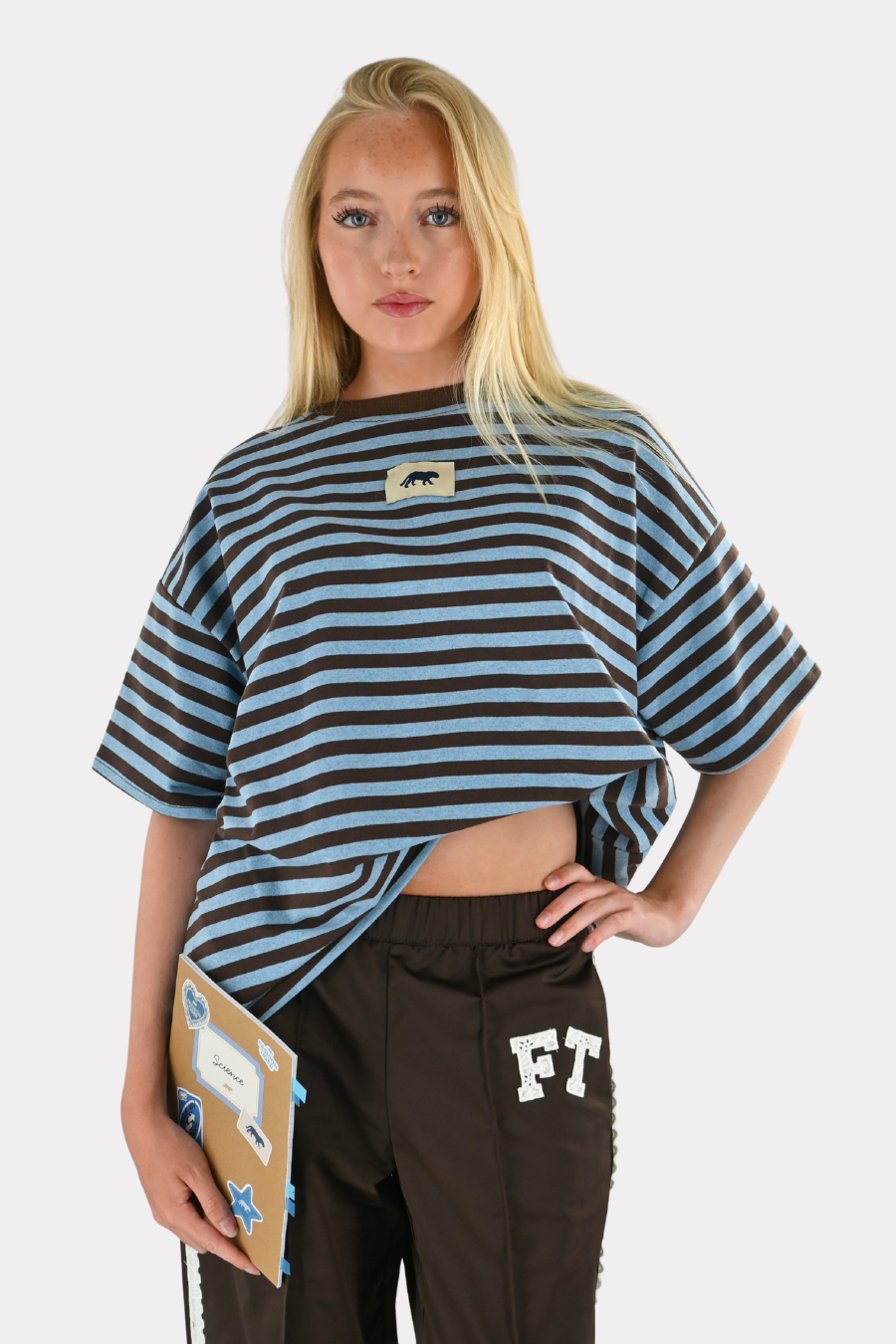 Striped Tiger T-Shirt - Brown/Blue