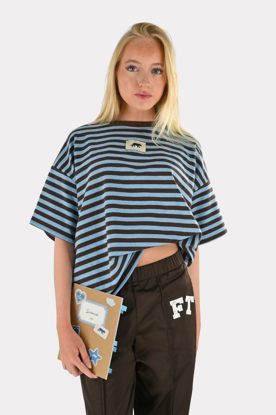 T-shirt rayé Tiger - brun/bleu