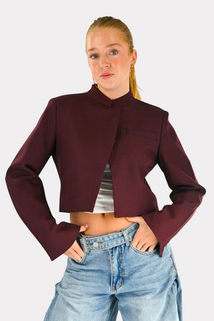 Blazer mit Schlitz - Pflaume