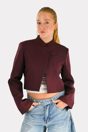 Blazer mit Schlitz - Pflaume