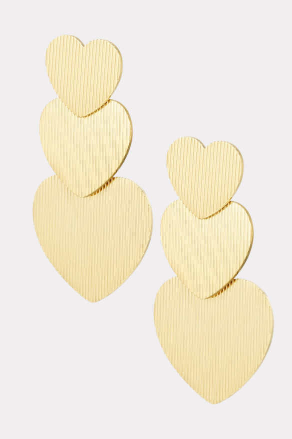 Triple heart earrings - gold