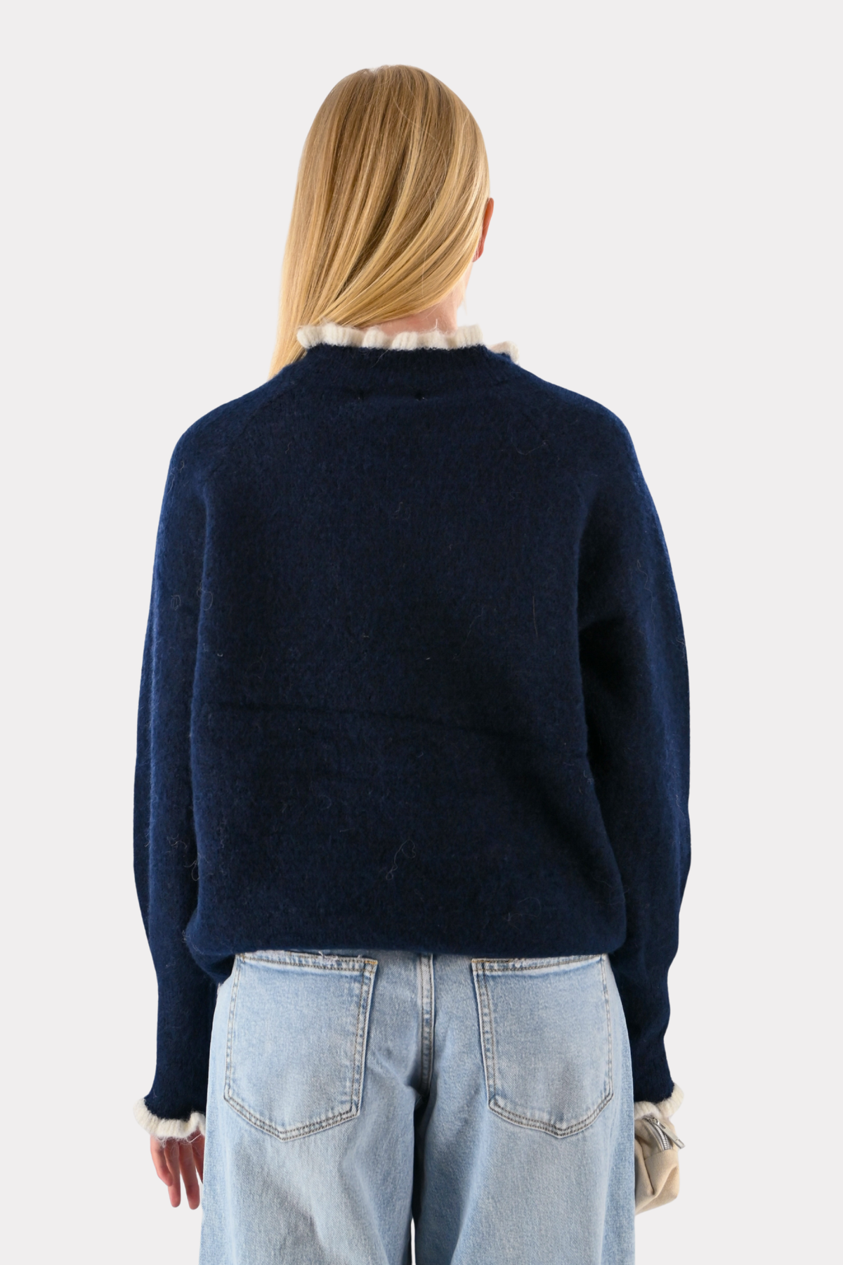 Blair pull en tricot point de riz - bleu marine