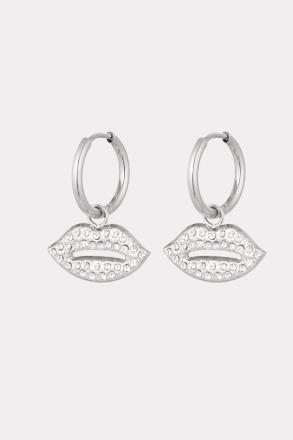 Kiss on the lips earrings - zilver