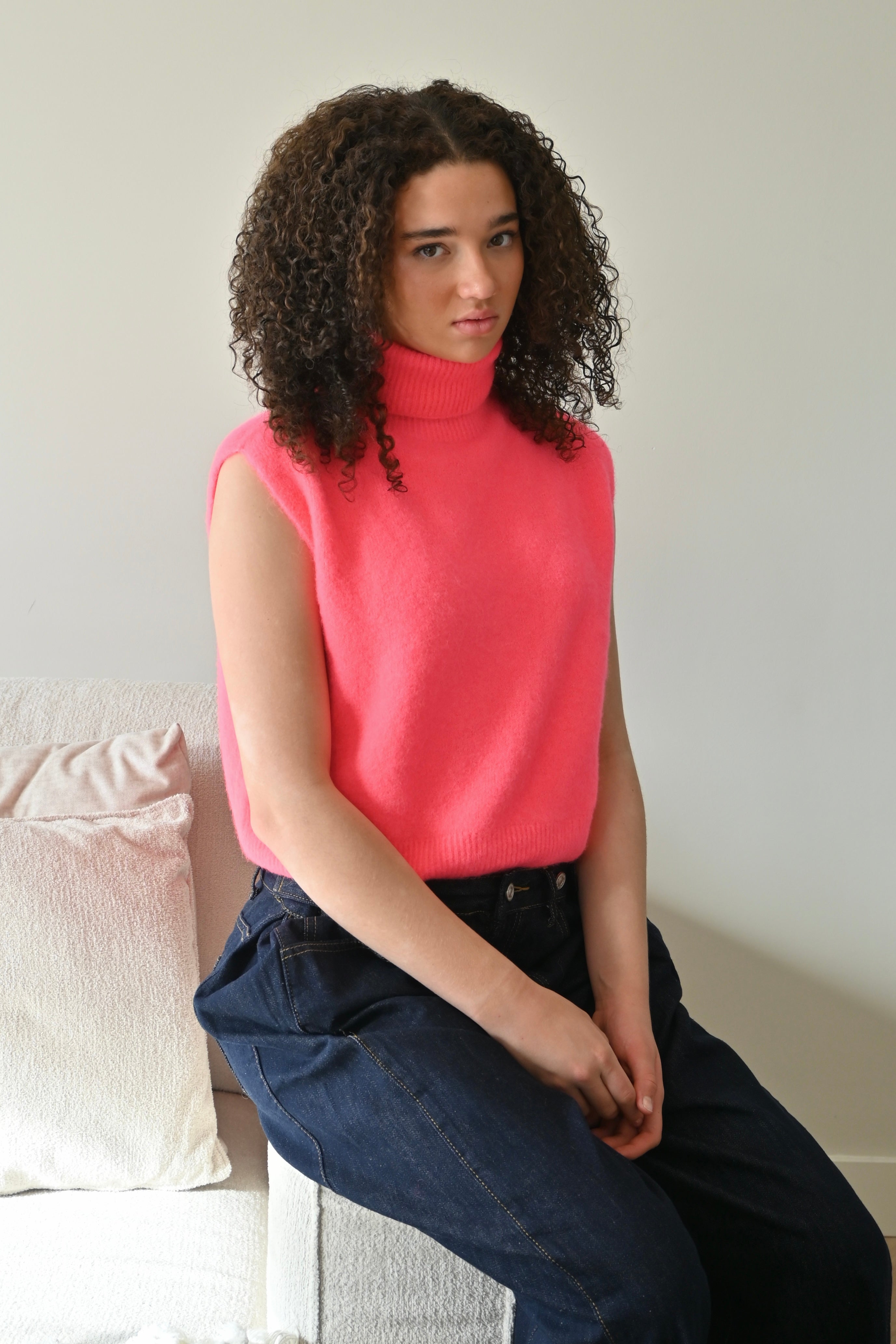 Cozy high knit - coral