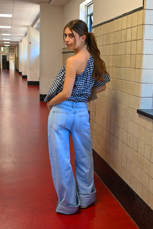 Umgeschlagene Jeans - blau