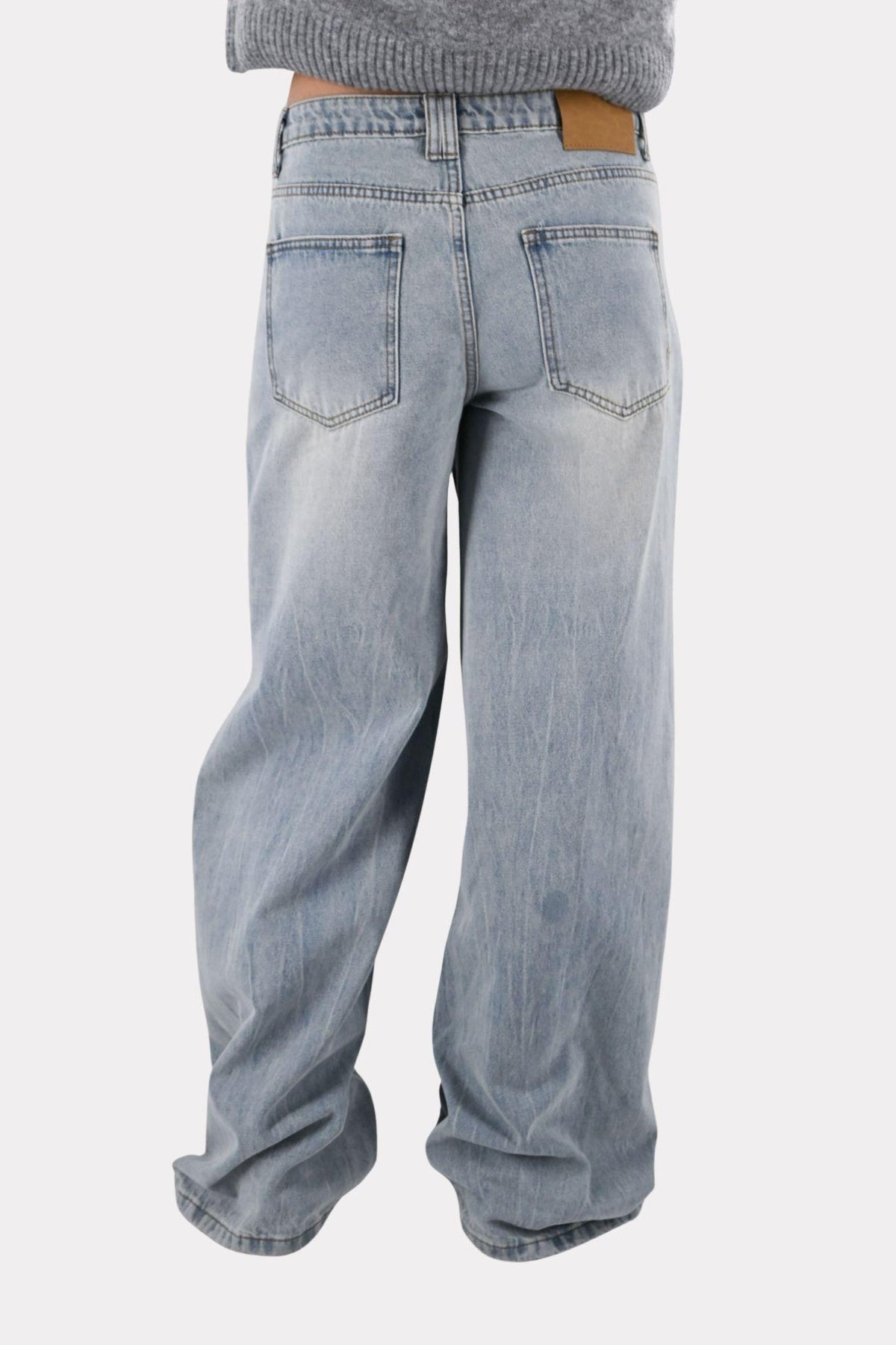 Button wide leg jeans - blauw