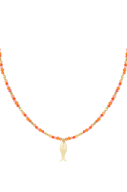 Fish & beads necklace - goud