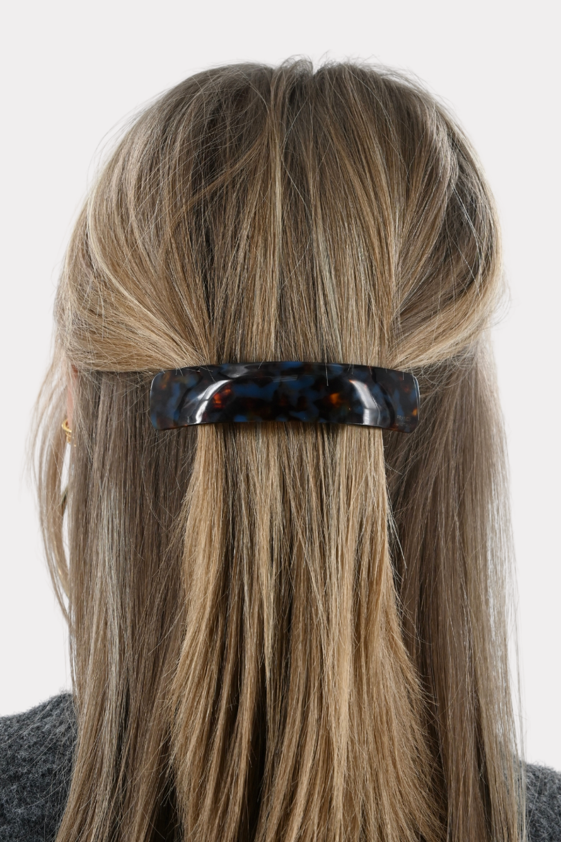 Glossy glow hair clip - brown/blue
