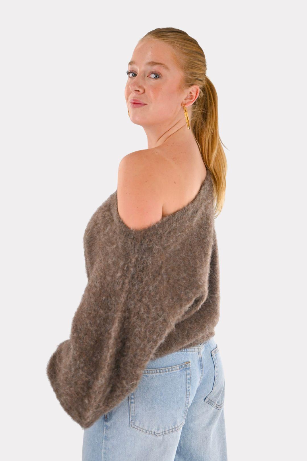 Maira off shoulder knit - bruin