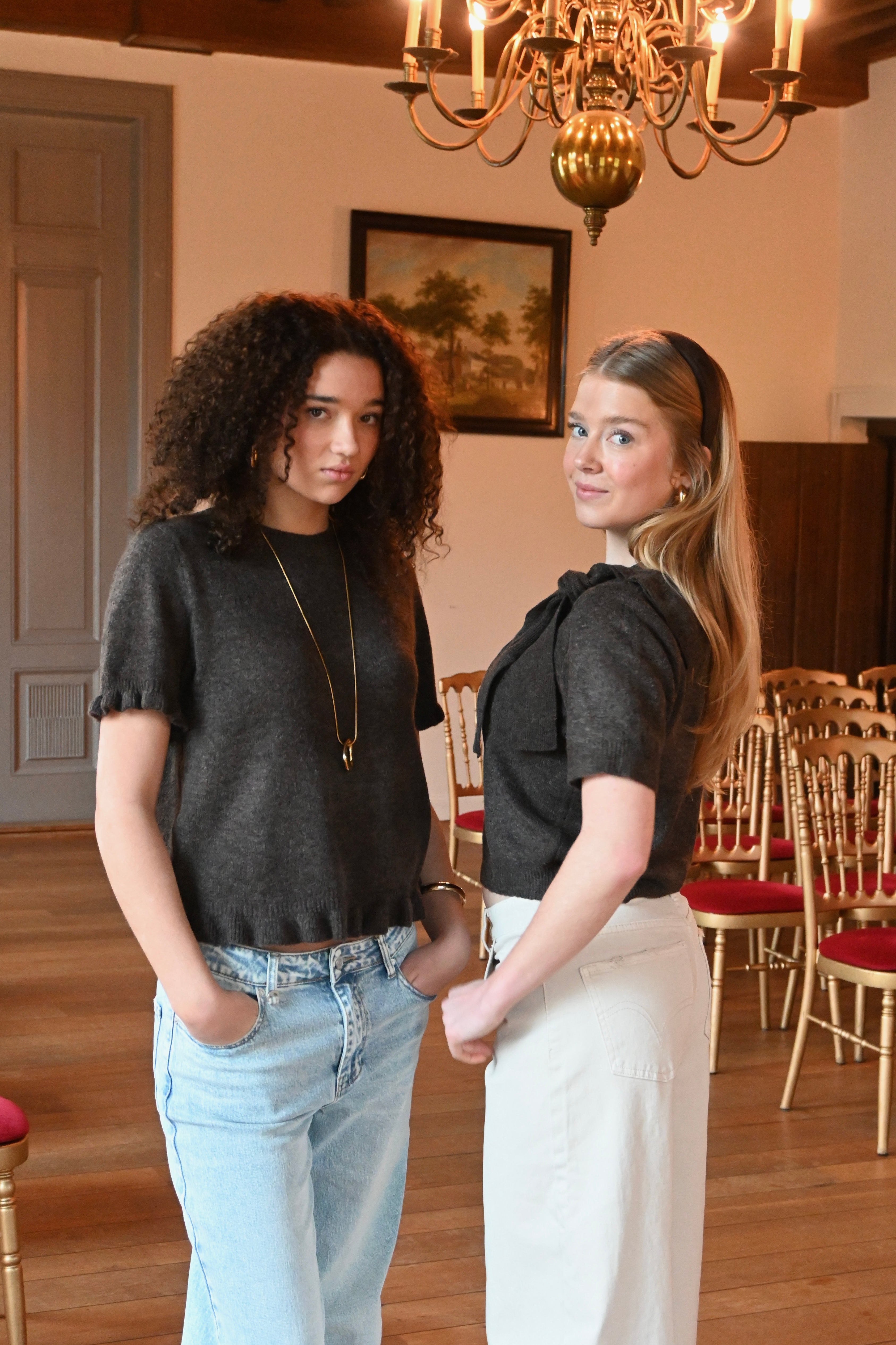 Ruffle knit top - bruin