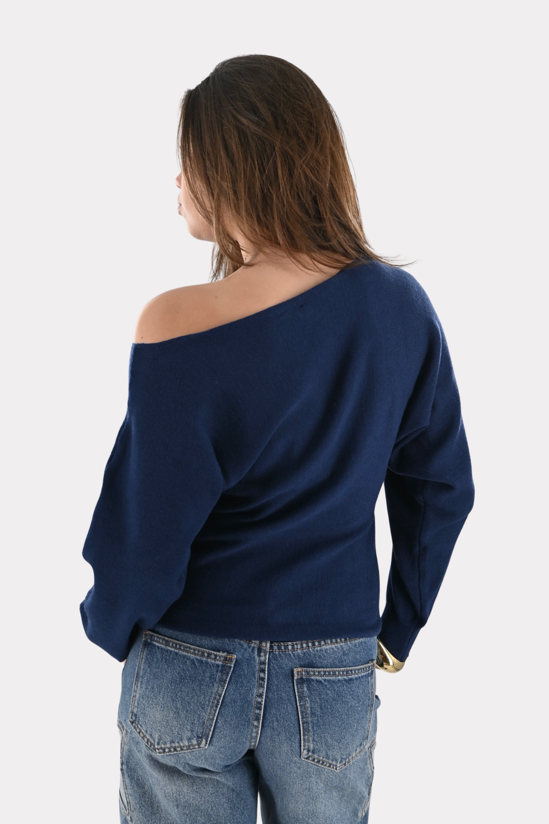 Menthe off shoulder knit - navy