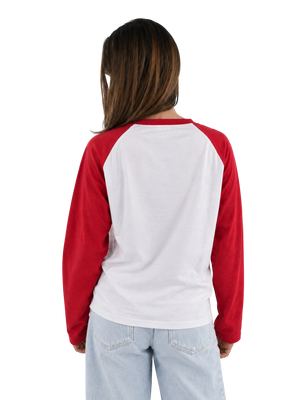 Tiger Baseball-Langarmshirt – rot/weiß