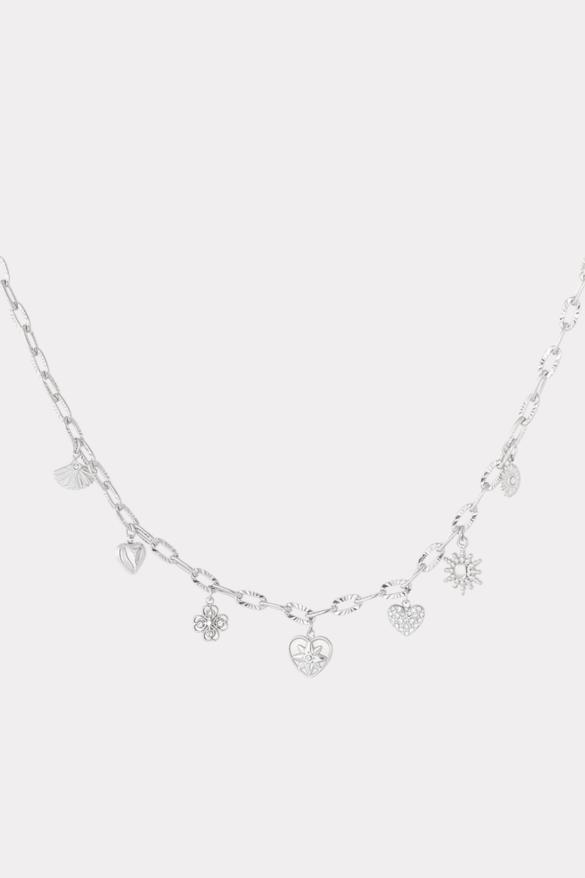 Charm necklace daily style - silver