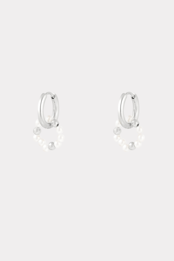 Hidden pearl earrings - silver