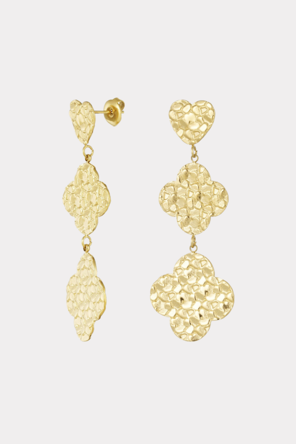 Structured clovers earrings - goud