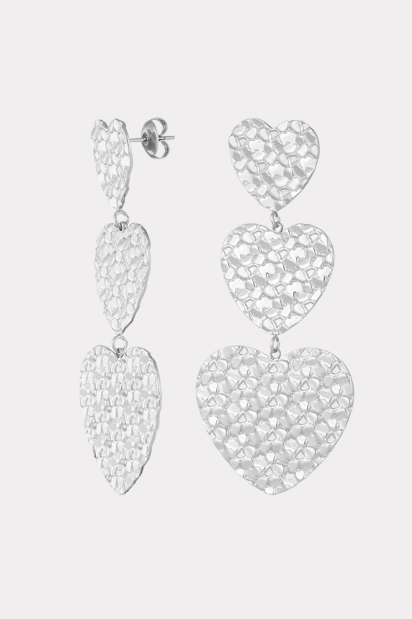 Structured hearts earrings - zilver