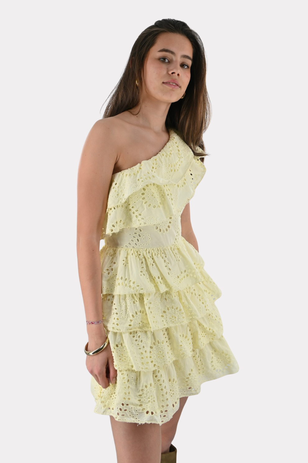 Süßes Sommer-Rüschenkleid - Buttergelb