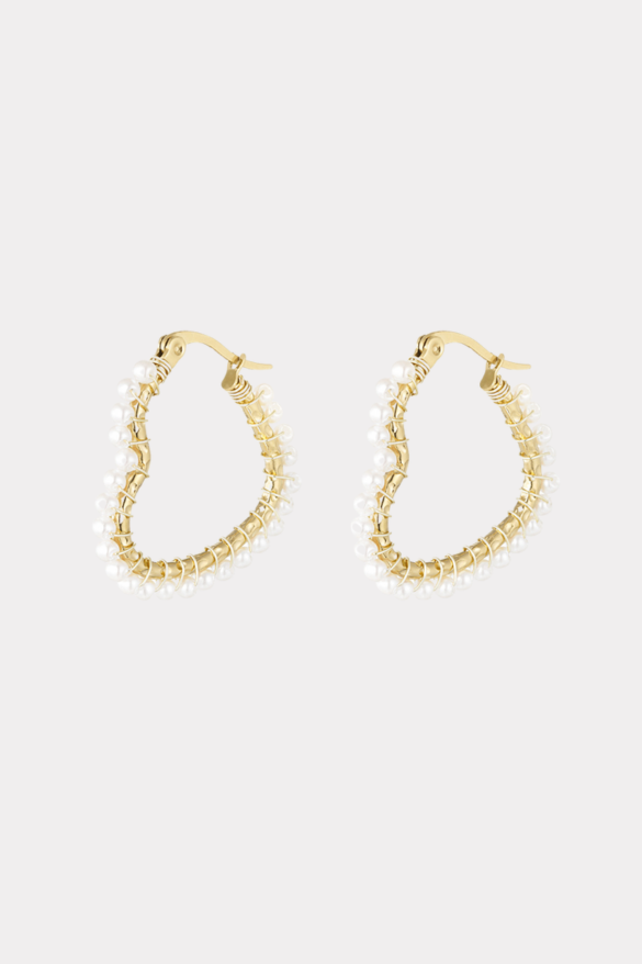 Pearly heart earrings - gold