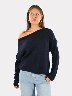Lola off shoulder knit - navy